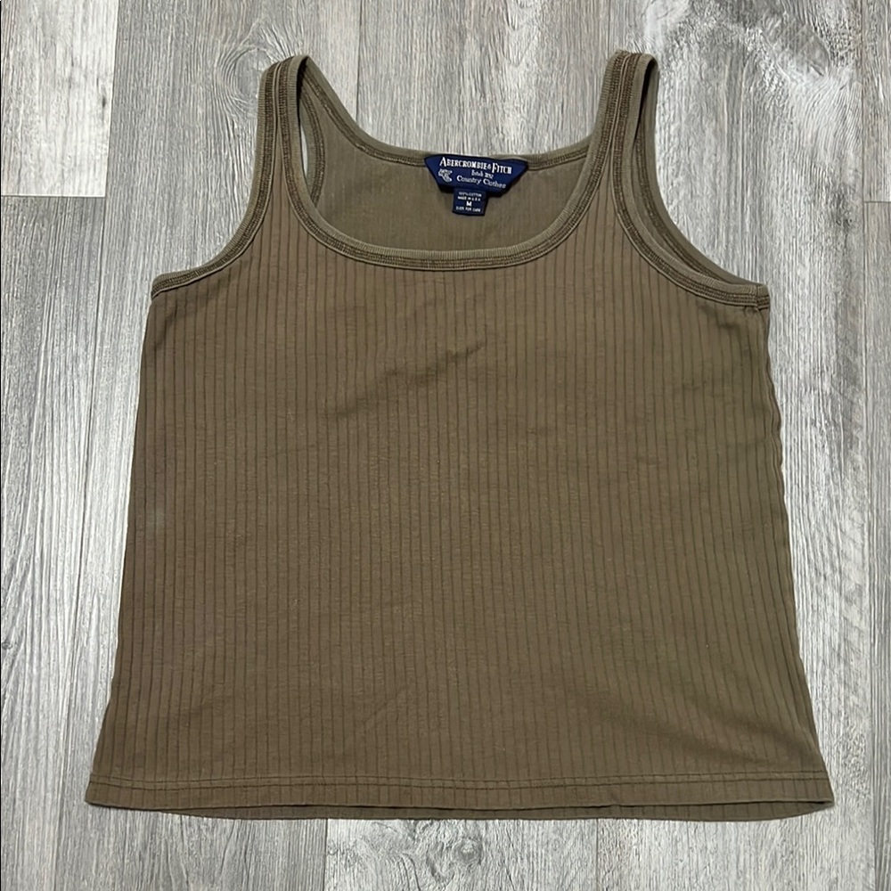 Vintage Abercrombie & fitch woman’s 100% cotton  ribbed tank top/ Olive green/ M